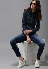 Here&now Blue Solid Denim Jacket women