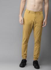 Here&now Khaki Brown Regular Fit Solid Joggers men