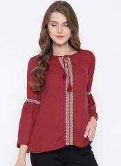 Here&now Maroon Solid Top women