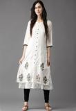 Here&now White Printed Kurta women