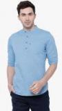 Highlander Blue Solid Slim Fit Casual Shirt men