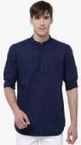 Highlander Blue Solid Slim Fit Kurta Men