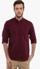 Highlander Maroon Printed Casual Shirt men