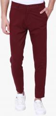 Highlander Maroon Solid Slim Fit Chinos men