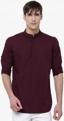 Highlander Maroon Solid Slim Fit Kurta men