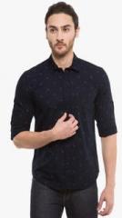 Highlander Navy Blue Printed Casual Shirt men