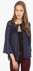 Honey & B Navy Blue Solid Shrug women