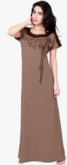 Honey Dew Brown Embroidered Sleepwear women