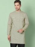 House Of Pataudi Beige Solid Straight Kurta Men