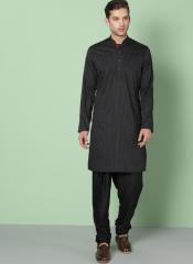 House Of Pataudi Black Printed Straight Kurta men