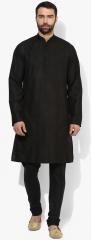 House Of Pataudi Black Solid Kurta With Pyjamas men