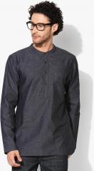 House Of Pataudi Charcoal Grey Solid Straight Kurta men