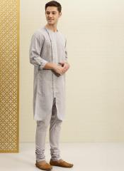 House Of Pataudi Grey Self Design Kurta With Churidar men