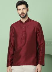 House Of Pataudi Maroon Solid Straight Kurta men