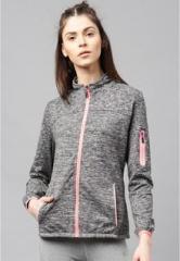 Hrx By Hrithik Roshan Grey Melange Solid Sweat Jacket women