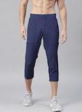 Hrx By Hrithik Roshan Navy Blue Solid Slim Fit Rapid Dry 3/4Th Running Track Pants Men