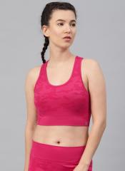 Hrx By Hrithik Roshan Pink Self Design Non Wired Lightly Padded Support Bra women