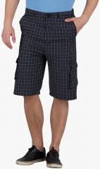 Hypernation Black Checked Regular Fit Cargo Shorts men