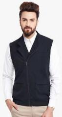 Hypernation Blue Solid Waistcoat men