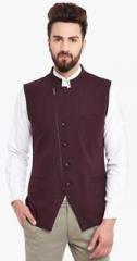 Hypernation Brown Solid Waistcoat men