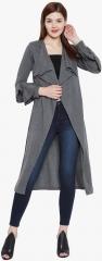 Hypernation Grey Melange Self Design Shrug women