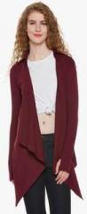 Hypernation Maroon Solid Shrug women