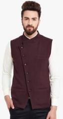 Hypernation Wine Solid Waistcoat men