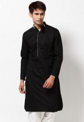 I Know Black Cotton Kurta men