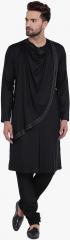 I Know Black Solid Kurta men