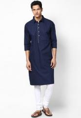 I Know Solid Navy Blue Kurta men