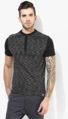 Incult Black Printed Henley T Shirt men