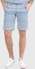 Incult Light Blue Aztec Print Shorts men