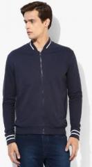 Incult Navy Blue Solid Sweat Jacket men