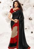 Inddus Black Printed Saree Women