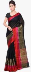 Inddus Black Solid Saree women