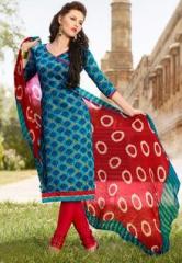 Inddus Blue Embroidered Dress Materials women