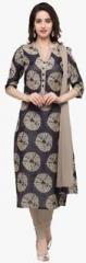 Inddus Blue Printed Dress Material women