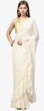 Inddus Cream & Gold Poly Chiffon Embellished Saree Women