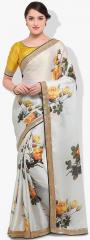 Inddus Off White Printed Sarees women