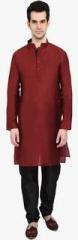 Indian Attire Maroon Solid Kurta Pyjamas men