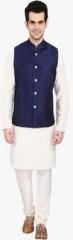 Indian Attire Navy Blue Solid Kurta Pyjamas men