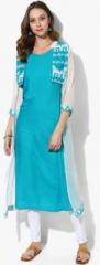 Indian Ink Aqua Blue Printed Kurta women