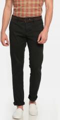 Indian Terrain Black Brooklyn Slim Fit Solid Chinos men