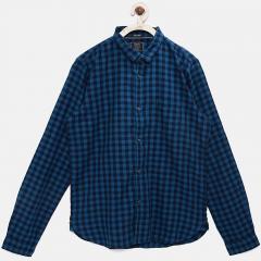 Indian Terrain Blue Checked Regular Fit Casual Shirt boys