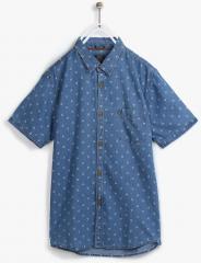 Indian Terrain Blue Regular Fit Denim Shirt boys