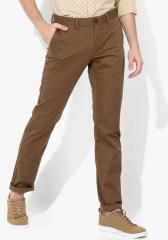 Indian Terrain Brown Solid Slim Fit Chinos men