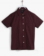 Indian Terrain Maroon Regular Fit Casual Shirt boys