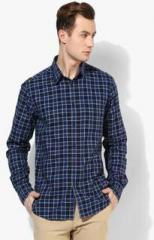 Indian Terrain Navy Blue Checked Casual Shirt men