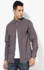 Indian Terrain Navy Blue Checked Regular Fit Casual Shirt men