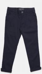 Indian Terrain Navy Blue Regular Fit Solid Chinos boys